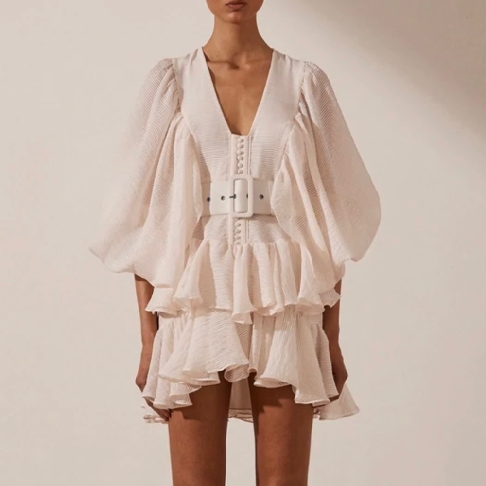 SHONA JOY CHARLOTTE PLUNGED DRAPED MINI DRESS